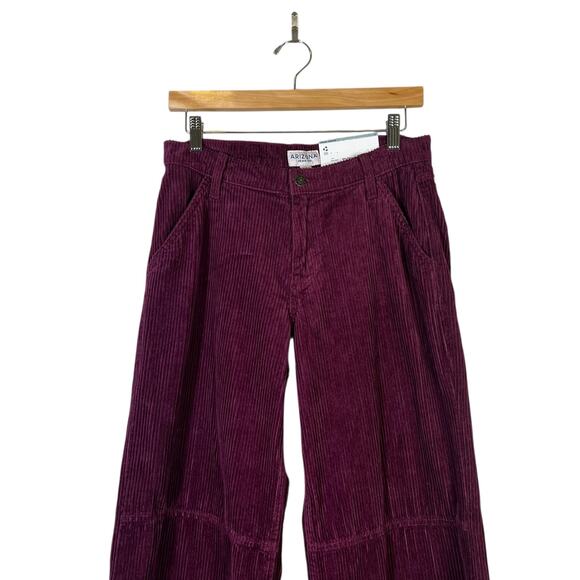 NWT Arizona Wide Leg Corduroy Pants Juniors 5 Burgundy High Rise Boho Retro 90s - Picture 3 of 7